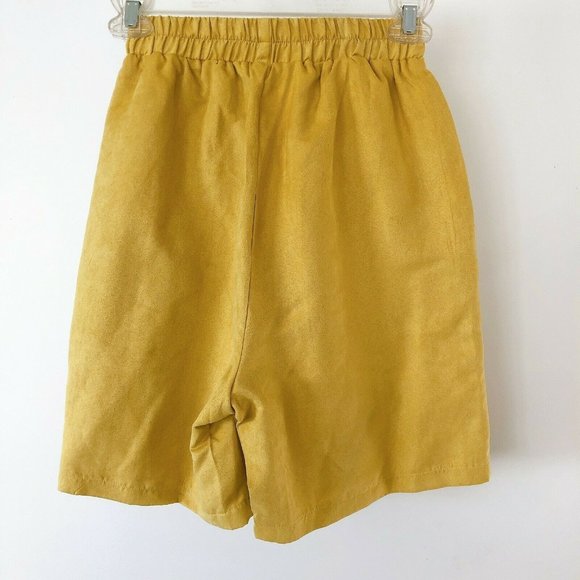 PRETTYLITTLETHING Mustard Yellow Faux Suede Pocket Detail Jacket + Shorts SZ 2 - Picture 15 of 16